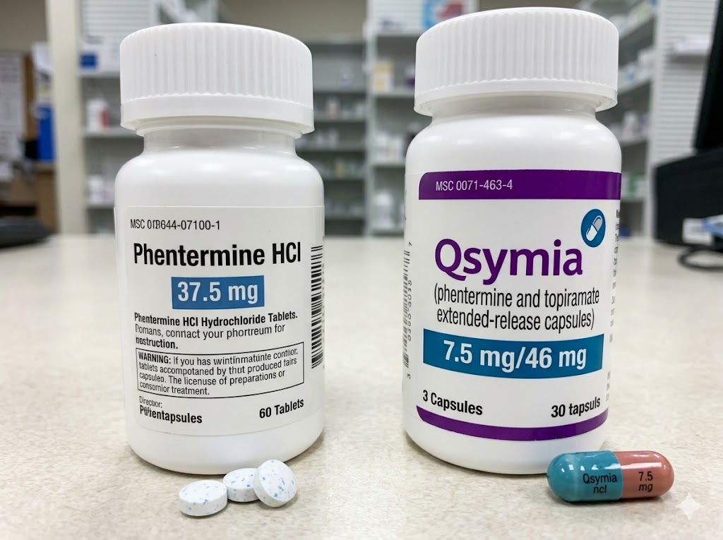 Phentermine and Qsymia botttles