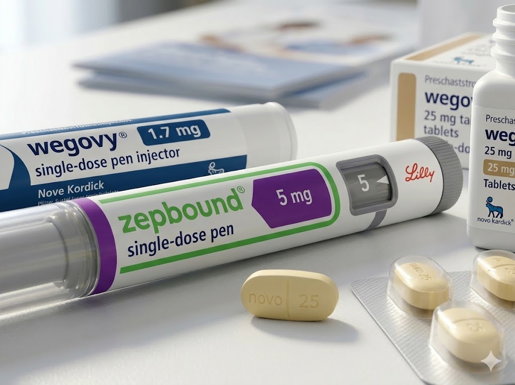 Wegovy and Zepbound pens and tablets